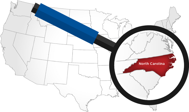 U.S. Map zoomed in on North Carolina