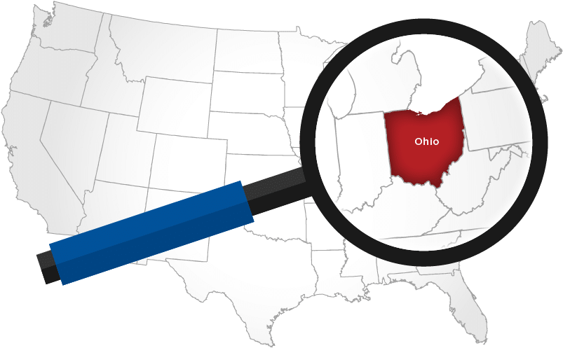 Magnifying glass over Ohio